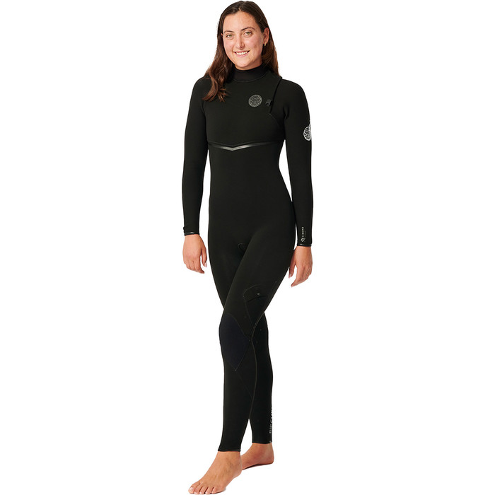 2024 Rip Curl Womens E-Bomb 4/3mm Zip Free Wetsuit 14KWFS - Black